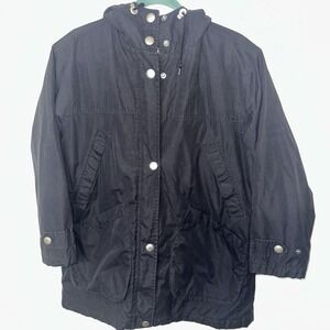 Eddie Bauer Women's r Jacket Black Full Zip Hooded Pockets Lined Size S/p